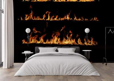 High resolution fire collection isolated on black background Wall mural