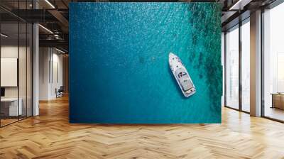 Luxury small yacht anchoring in shallow water Wall mural