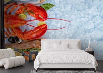 Many kind of seafood, served on crushed ice Wall mural