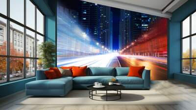 Modern city at night Wall mural