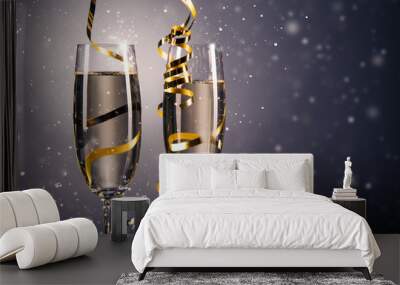 pair glass of champagne. celebration theme Wall mural