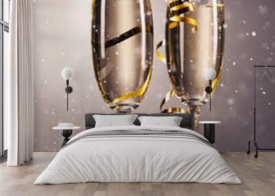 Pair glass of champagne. celebration theme Wall mural