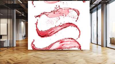 Red wine abstract splashes shape on white background Wall mural