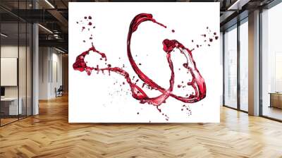 Red wine splash, isolated on white background Wall mural