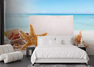 sandy beach with blank paper for text Wall mural