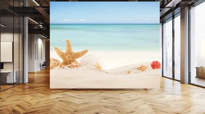 Sandy beach with blank paper for text Wall mural