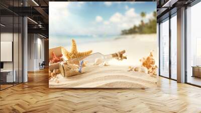 summer beach with strafish and shells Wall mural