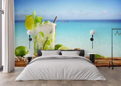 Summer mojito drinks on beach Wall mural