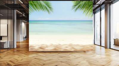 Summer sandy beach with blur ocean on background Wall mural