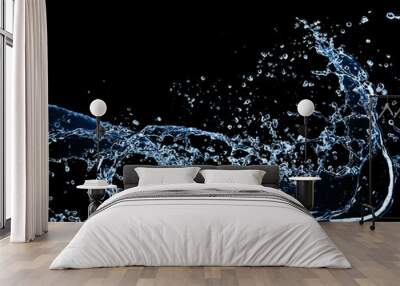 Water splash, isolated on black background Wall mural