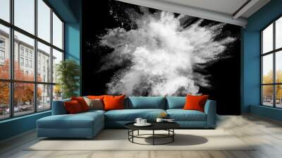 white powder explosion on black background Wall mural