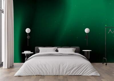 Dark green gradient background with scattered light green stars Wall mural