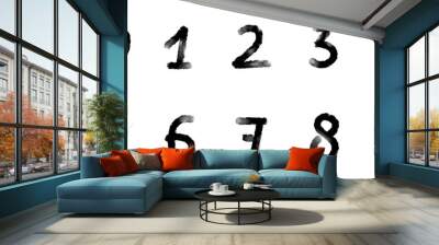 font made of marker brush numbers from 0 to 9 handwritten calligraphic graffiti font design hand drawn style geometric  Wall mural