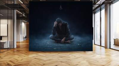 Depressive man with no idea Wall mural