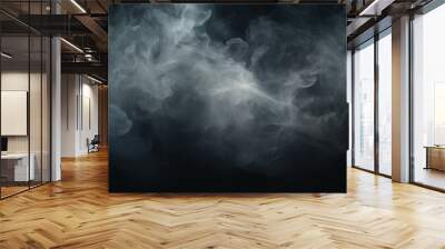 Abstract smoke moves on a black background, Abstract texture, Cloud of smoke, White smoke on a black background Wall mural