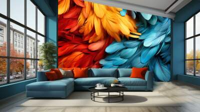 a beautiful blue and yellow feather wallpaper Wall mural