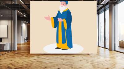 An old man christian preacher.Catholic priest.Church Father.Priest or Monk wearing traditional dress. Vector Illustration. Wall mural