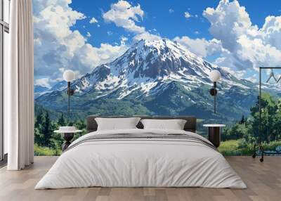 Beautiful mountain landscape at Caucasus mountains colorful painting looks like picture. Wall mural