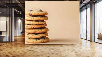 Chocolate Chip Cookie isolated on white Wall mural