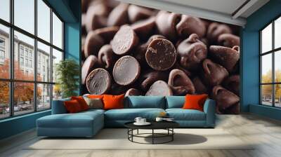 Chocolate chips that are laid in the background Wall mural