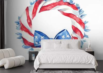 Christmas frame with american flag. Holiday patriotic illustration. Merry christmas and happy new year Wall mural