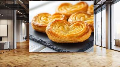 Close up of french palmier cookies in a plate Wall mural