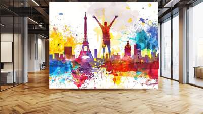 Eiffel Tower Marker Sketch Illustration Wall mural