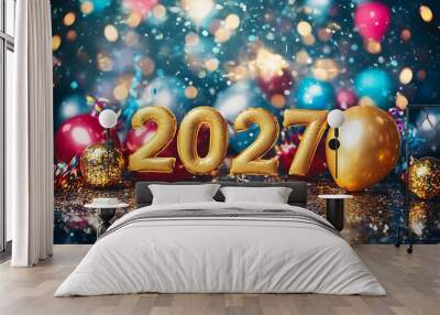 Happy New Year text And background. Wall mural