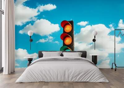 Highway with signal lamp Wall mural