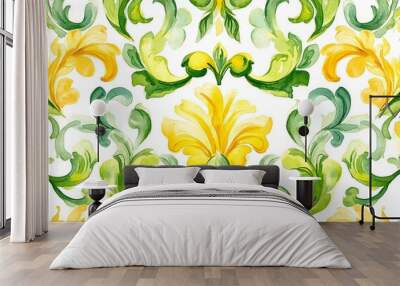 Italian majolica tiles, floral ornament Wall mural