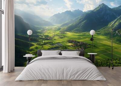 outdoor snow mountain range and solar generator combination, sustainable development of new energy Wall mural