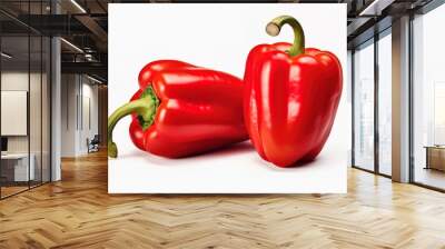 Red sweet peppers isolated on white background with clipping path Wall mural