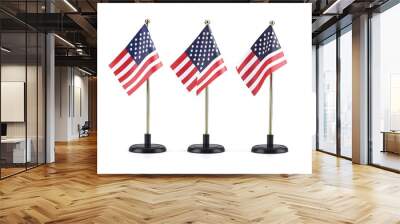 Small national flags of the United States on a white background Wall mural