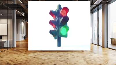 Traffic light illustration in flat design. Red light, yellow light and green light. Wall mural