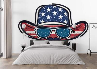 Usa hat glasses and mustache design, United states america independence labor day nation us country and national theme Wall mural