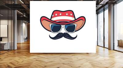 Usa hat glasses and mustache design, United states america independence labor day nation us country and national theme Wall mural