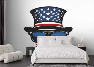 usa top hat and glasses Wall mural