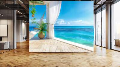 Modern Beachside Living, A Luxurious Villa Blending Seamlessly with the Serene Mediterranean Seascape Wall mural