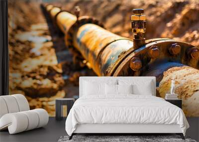 Pipeline Network: Industrial Steel Pipes and Tubes, Signifying Energy and Power Transportation Wall mural