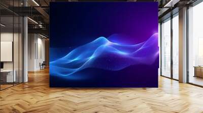 blue, wavy, particle, abstract Wall mural