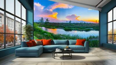 wild river sunset sky in nature Wall mural