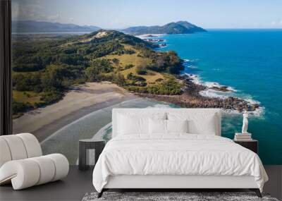 Aerial view of Ouvidor beach - Garopaba. Beautiful beach and montains in Santa Catarina, Brazil Wall mural