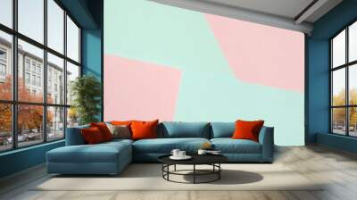 abstract graphic design, paper pink and blue background. Wall mural