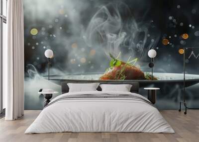 Delicious Michelin starred dinner meal at fine dining restaurant, masterpiece of culinary, food photography Wall mural