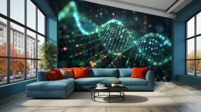 Abstract background binary code of DNA shape. Wall mural