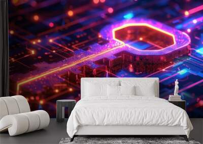 illustration glowing the key to unlocking the web world. Wall mural