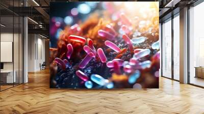 Probiotics Bacteria Biology Microorganisms under microscope Wall mural