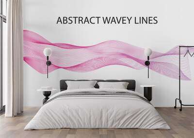 Pink abstract wavy lines. Digital future technology concept. vector illustration. Wall mural