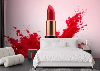 red lipstick and powder concept Wall mural