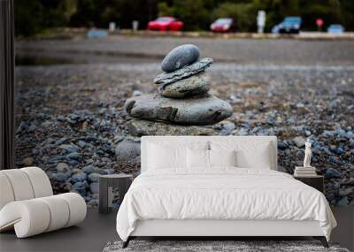 stack of stones on the beach Wall mural